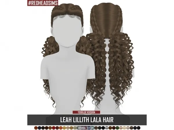 Alpha LEAH LILLITH LALA HAIR KIDS VERSION by redheadsims - The Sims 4 custom content