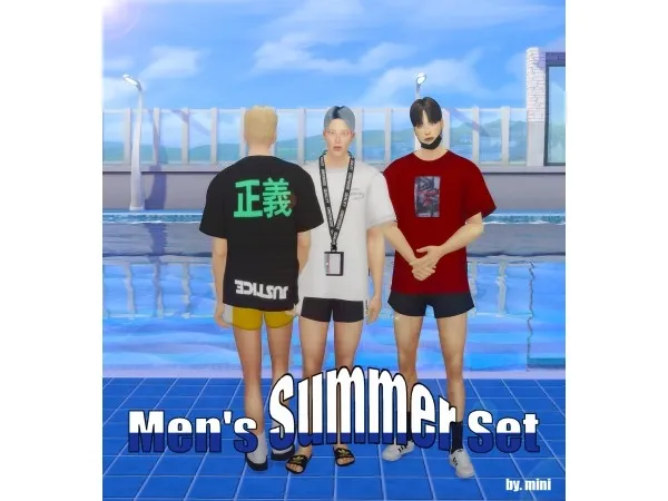 Alpha Mens Summer Set by miniminisims - The Sims 4 Custom Content