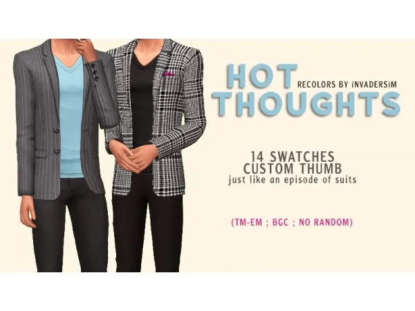 Alpha plumbobteasocietys hot thoughts blazer by invadersim - The Sims 4 Custom Content