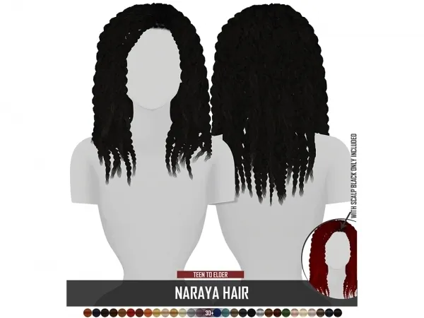Alpha NARAYA HAIR by redheadsims - The Sims 4 custom content
