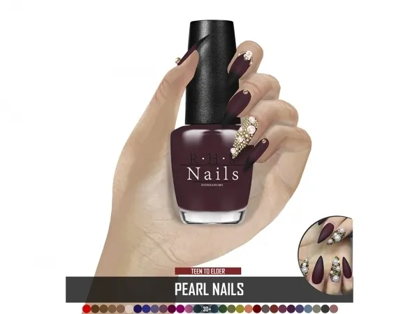Alpha PEARL NAILS by redheadsims - The Sims 4 Custom Content