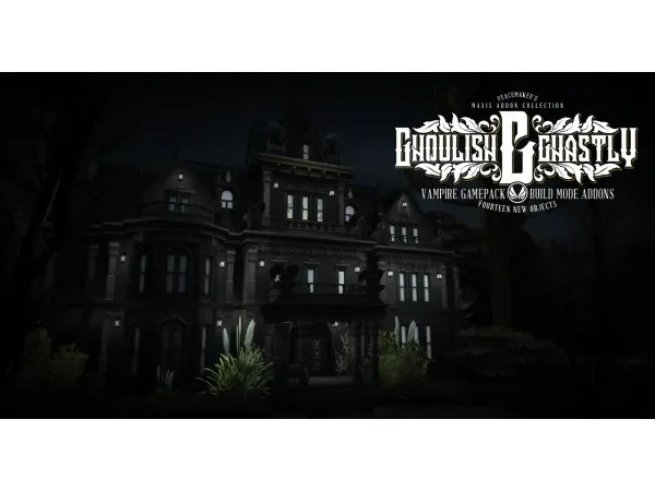 Maxis Match Ghoulish and Ghastly Vampire Pack Buildmode Addons by peacemaker - The Sims 4 Custom Content