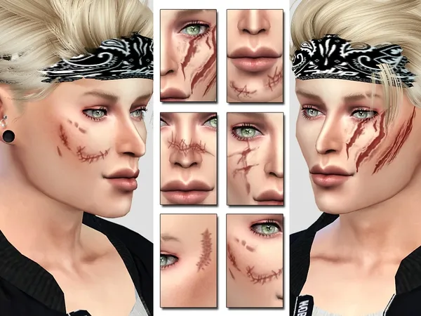 Alpha Bad Face Scars - The Sims 4 Custom Content