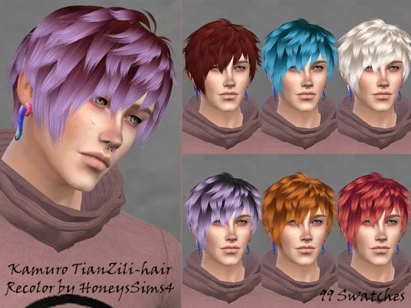 Alpha Kamuro hair06 TianZili male hair - The Sims 4 Custom Content
