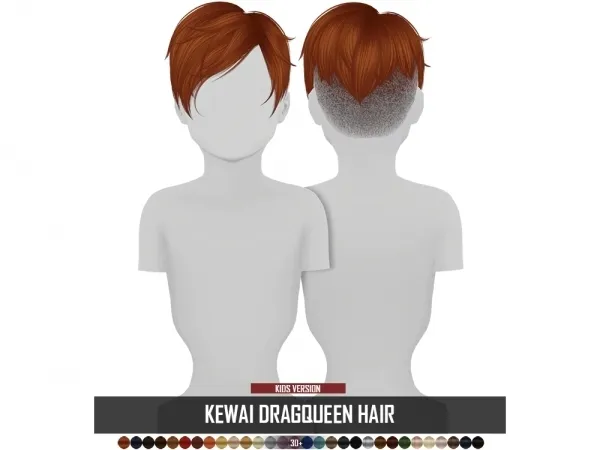 Alpha KEWAI DRAGQUEEN HAIR KIDS - The Sims 4 Custom Content