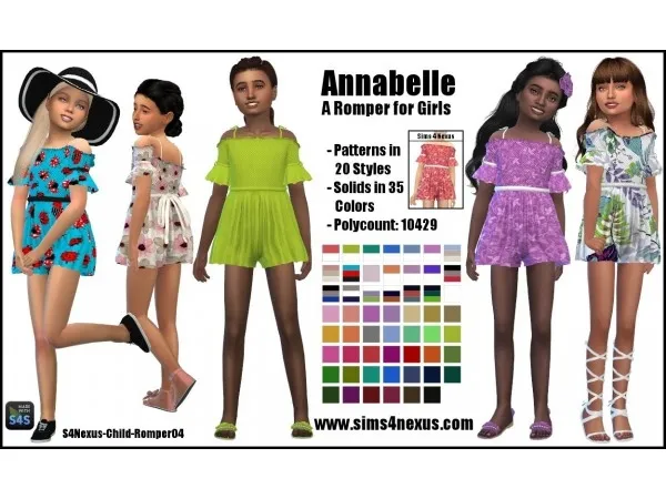 Alpha Annabelle A Romper for Girls by sims4nexus - The Sims 4 Custom Content