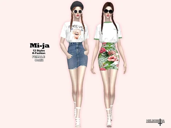 Alpha MIJA Tee n' Skirt Outfit - The Sims 4 Custom Content