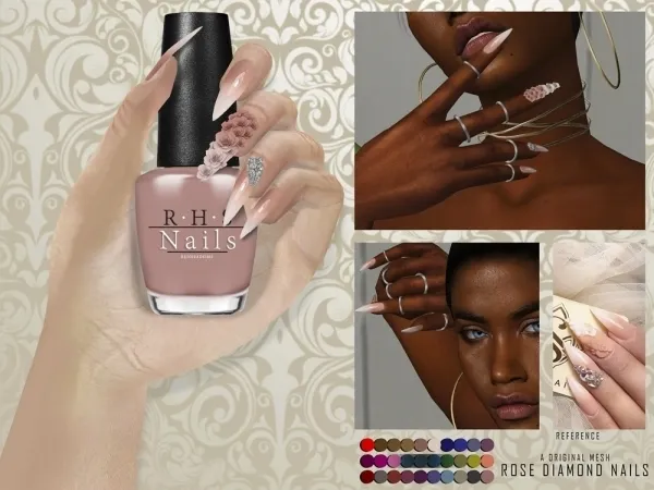 Alpha ROSE DIAMOND NAILS - The Sims 4 Custom Content