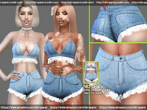 Alpha Ruffle Denim Lace (Bottom) - The Sims 4 Custom Content