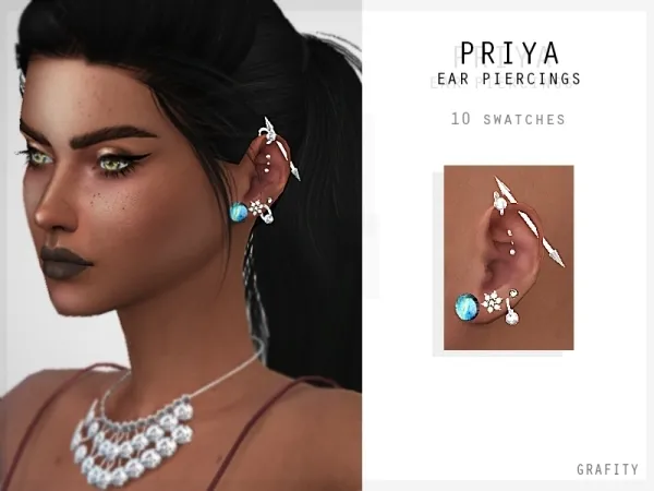 Alpha Priya Ear Piercings - The Sims 4 Custom Content