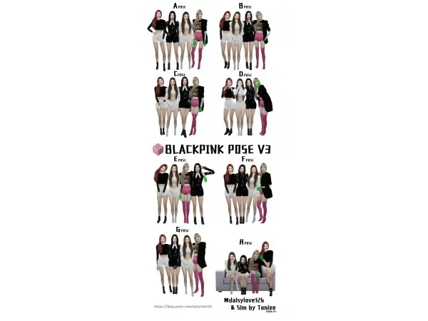 Alpha BLACKPINK pose v3 by daisylove126 - The Sims 4 Custom Content