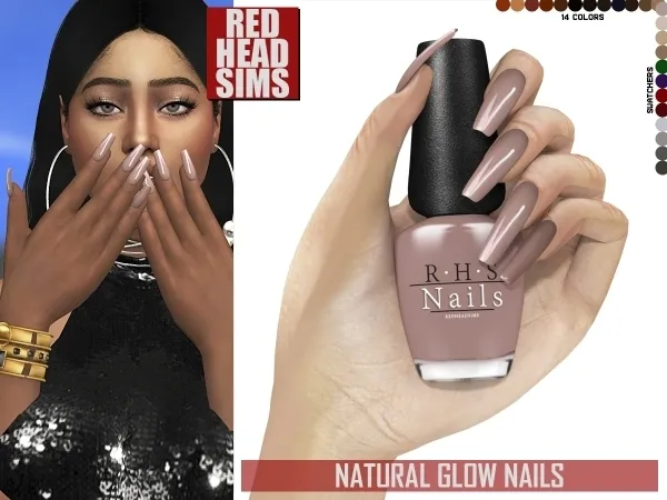 Alpha NATURAL GLOW NAILS by redheadsims - The Sims 4 custom content