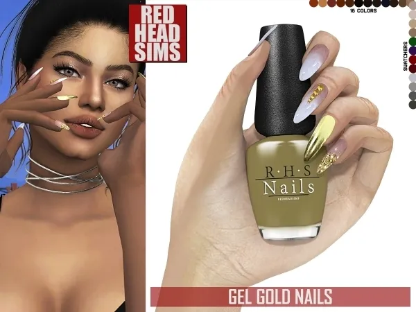 Alpha GEL GOLD NAILS - The Sims 4 Custom Content