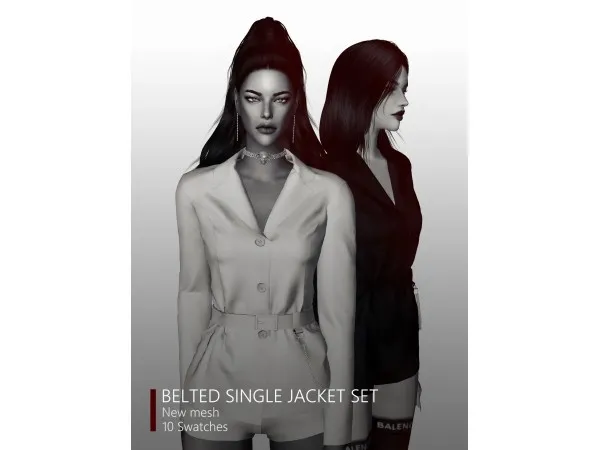Alpha [RONA] belted single jacket set - The Sims 4 Custom Content
