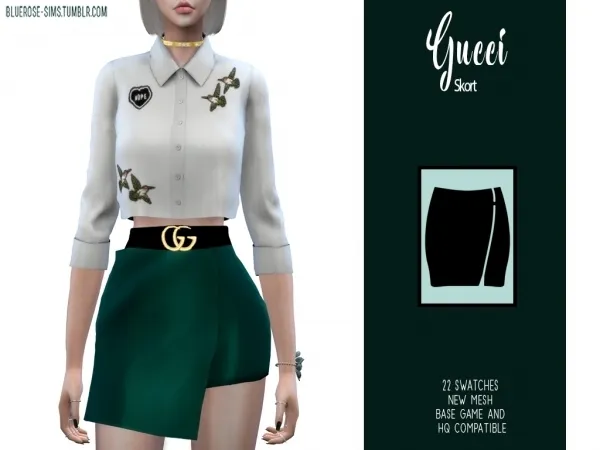 Alpha BR sims Gucci Outfit (Skort) - The Sims 4 Custom Content