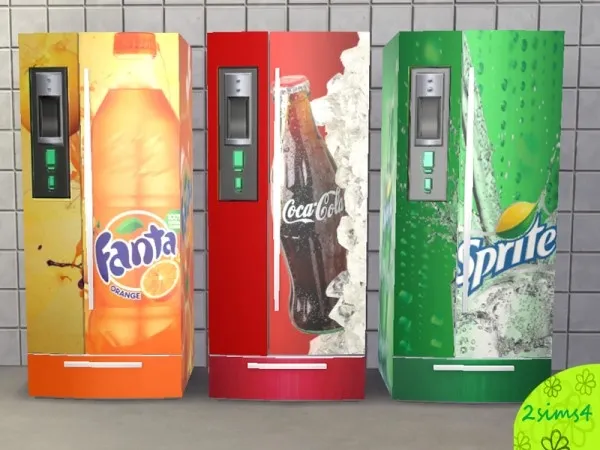Alpha Fridges with brand Coca cola Sprite and Fanta by lurania - The Sims 4 Custom Content