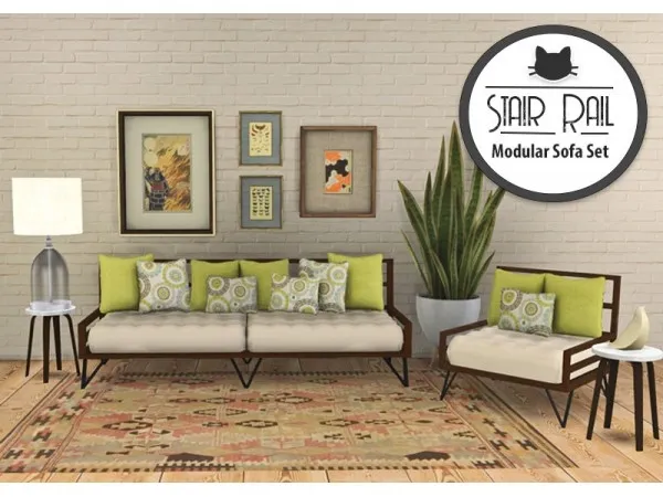 Alpha Stair Rail Modular Sofa Set by kitkatssimporium - The Sims 4 Custom Content