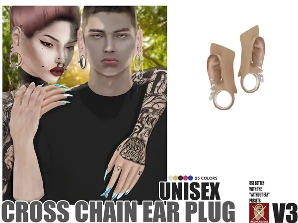 Alpha CROSS CHAIN EAR PLUG V3 - The Sims 4 Custom Content