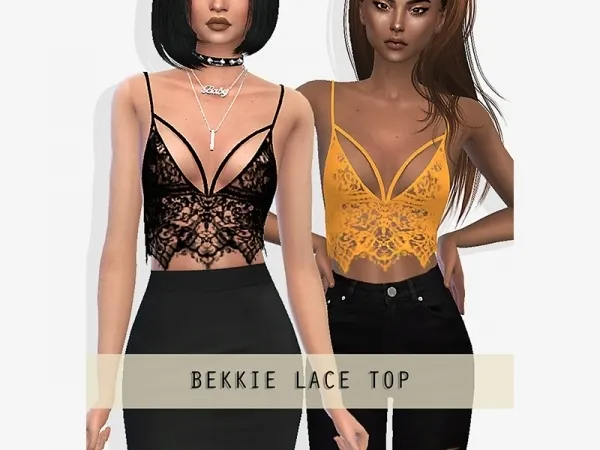 Alpha Bekkie Lace Top - The Sims 4 Custom Content