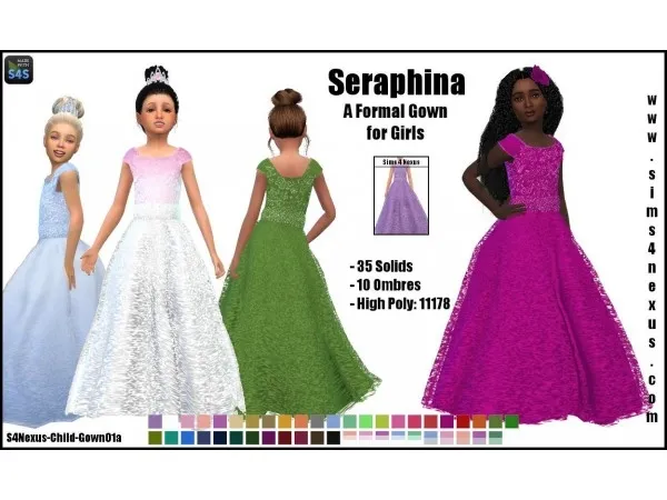 Alpha Seraphina A Formal Gown for Girls by sims4nexus - The Sims 4 Custom Content