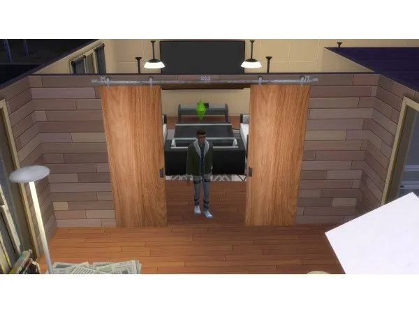 Alpha Railed Sliding Door Functional Sliding Door by AshenSeaced - The Sims 4 Custom Content