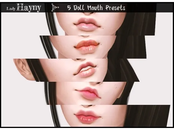 Alpha 5 Doll Mouth presets by ladyhayny - The Sims 4 Custom Content
