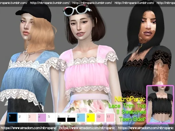 Alpha Lace Trim Top by nitropanic - The Sims 4 Custom Content