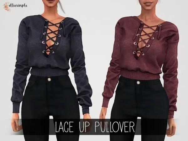 Alpha Elliesimple Lace up Pullover - The Sims 4 Custom Content