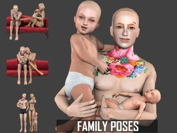 Mix FAMILY POSES - The Sims 4 Custom Content