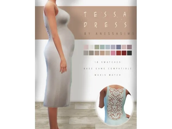 Maxis Match Tessa Dress by anessasims - The Sims 4 Custom Content