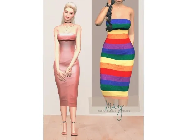 Alpha May Dress pixels by daisy - The Sims 4 Custom Content