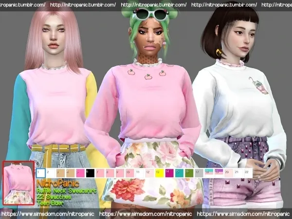Alpha Ruffle Neck Sweatshirt by nitropanic - The Sims 4 Custom Content