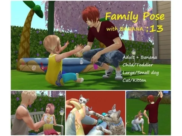 Alpha FamilyPose 13 Banana by nagallz - The Sims 4 Custom Content