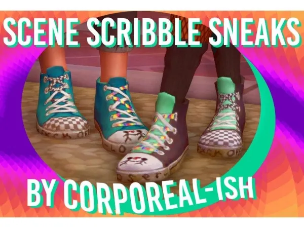 Maxis Match Scene scribble sneaks ish by corporeal - The Sims 4 Custom Content
