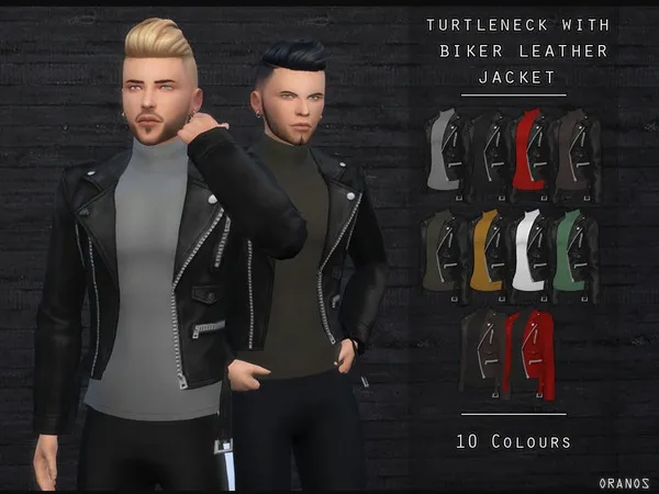 Mix Turtleneck With Biker Leather Jacket - The Sims 4 Custom Content