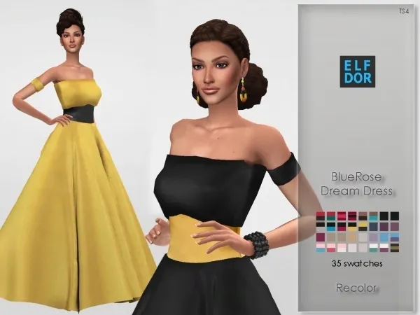 Alpha BlueRose Dream Dress Recolor by elfdor - The Sims 4 Custom Content