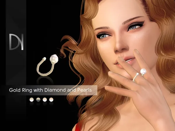 Mix Gold Ring with Diamond and Pearls - The Sims 4 Custom Content