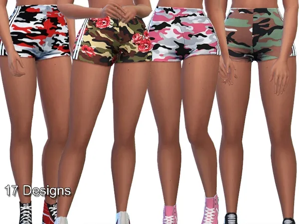 Mix High Waisted Camo Summer Shorts - The Sims 4 Custom Content