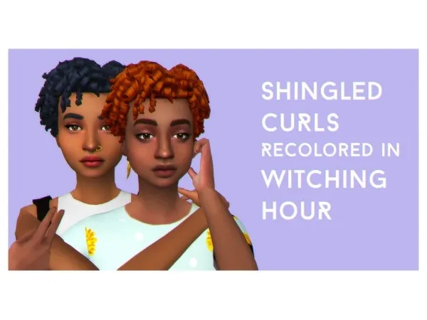 Maxis Match SHINGLED CURLS RECOLORED IN THE WITCHING HOUR PALETTE by somesimblr - The Sims 4 Custom Content