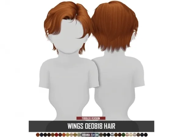 Alpha WINGS OE0818 HAIR TODDLER VERSION by redheadsims - The Sims 4 custom content