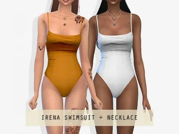 Alpha Irena Plain Swimsuit Necklace - The Sims 4 Custom Content