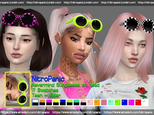 Alpha NVM Sunglasses on top head - The Sims 4 Custom Content