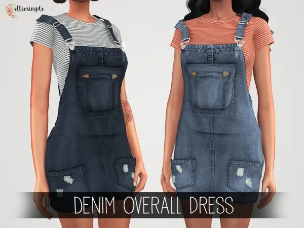 Alpha Elliesimple Denim overall dress - The Sims 4 Custom Content