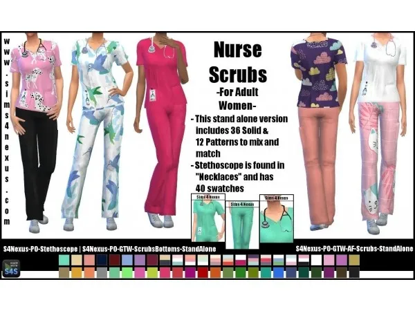 Maxis Match Female Nurse Scrubs Project Override by simsfinds - The Sims 4 Custom Content