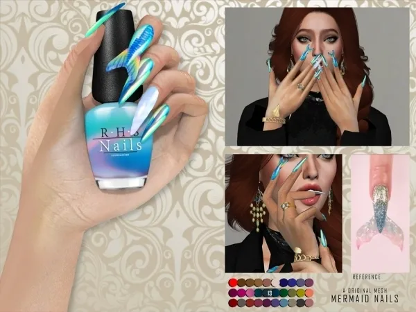 Alpha MERMAID NAILS - The Sims 4 Custom Content