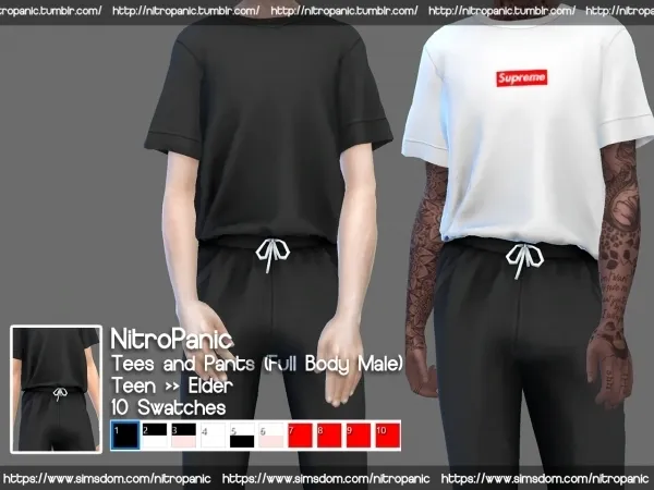 Alpha Tees and Pants (Full Body Male) - The Sims 4 Custom Content