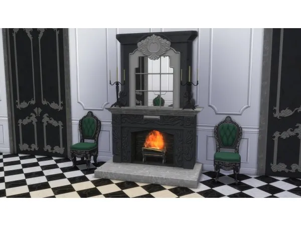 Alpha Dark Lux Fireplace with Mirror from by TheJim07 - The Sims 4 Custom Content