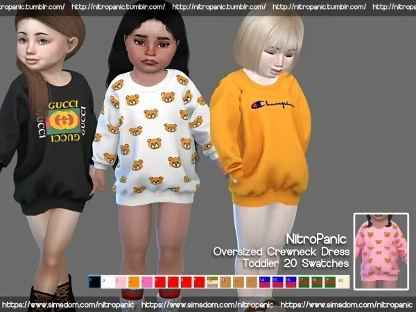 Alpha Oversized Crewneck Dress (Toddlers) - The Sims 4 Custom Content