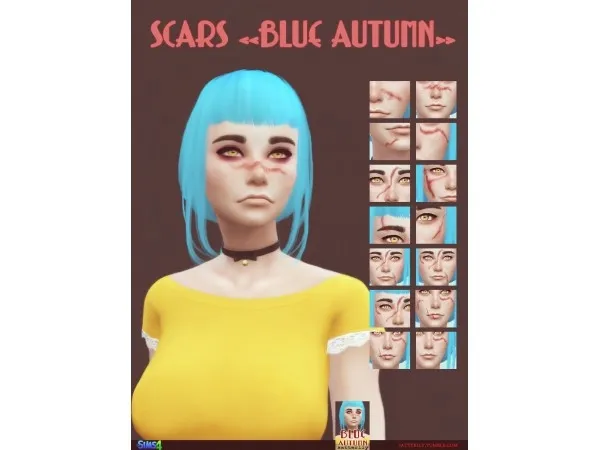 Alpha Scars Blue Autumn by satterlly - The Sims 4 Custom Content