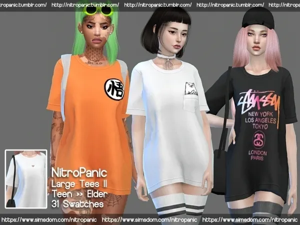 Alpha Large Tees Version 2 (FullBody) - The Sims 4 Custom Content